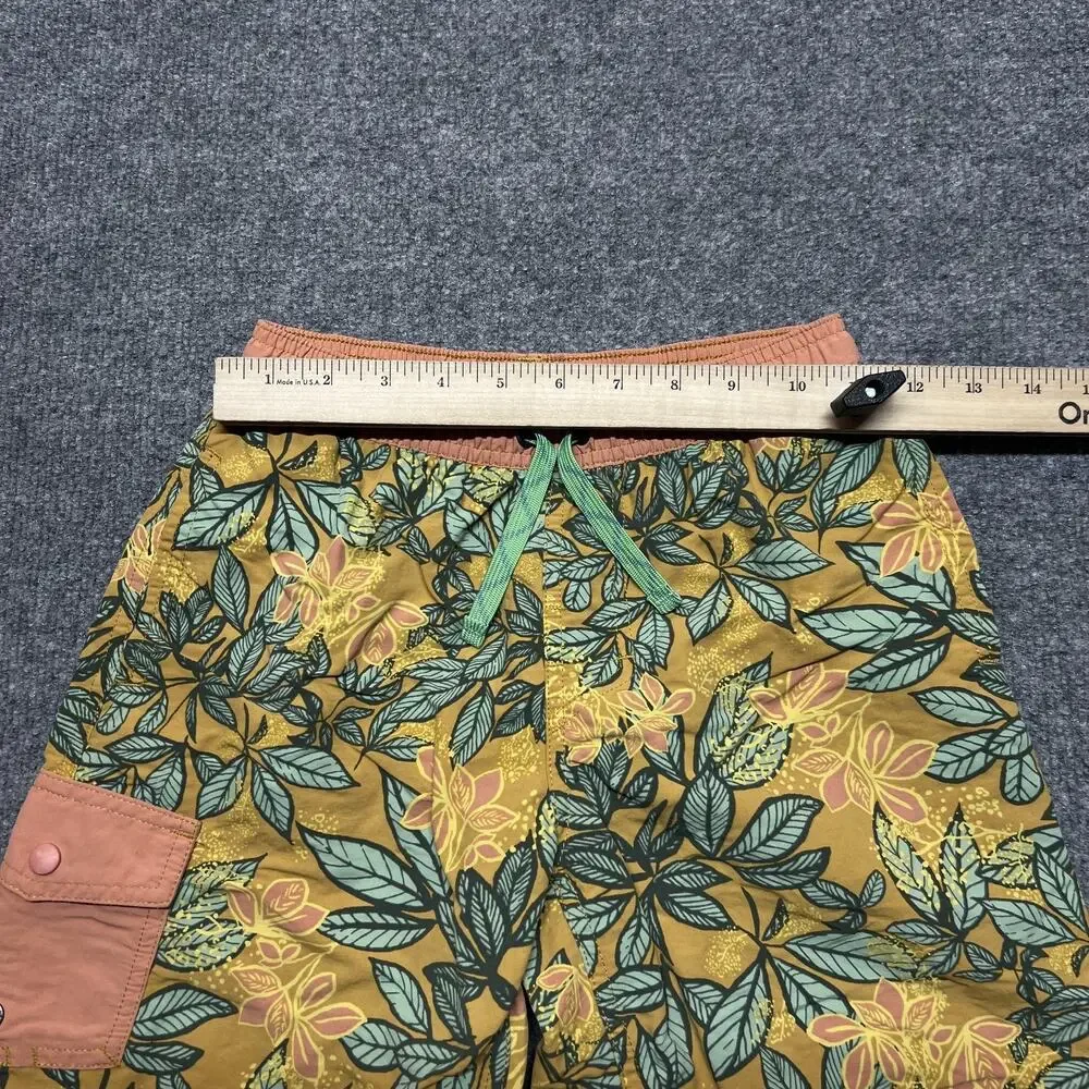 Patagonia Baggies Shorts Boys Medium Yellow Floral Swim Trunks Mesh Lined